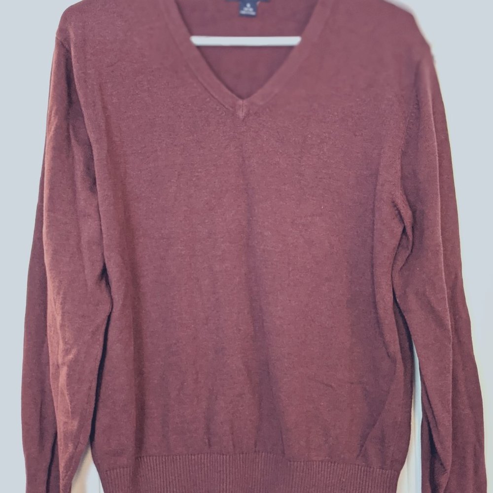 Lands' End men's supima cotton sweater in burgundy - size S